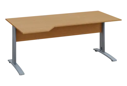 EZK 28 - 184 stůl kancelářský, rohový, levý, kovová podnož stříbrná, deska 25 mm, široký 1800 mm, buk Royal